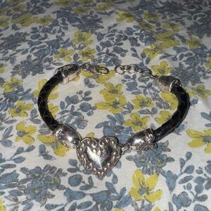 Vintage Retired Brighton Silver Tone Heart Braided triple heart bracelet